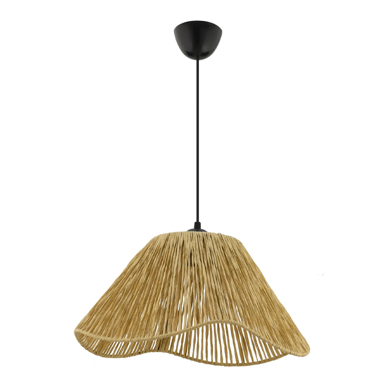 Φωτιστικό οροφής Sukne Megapap E27 γιούτα μονόφωτο χρώμα camel Ø35x60εκ.