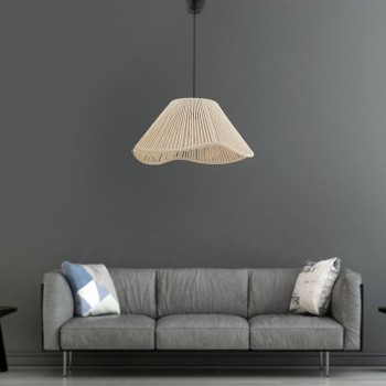 Φωτιστικό οροφής Sukne Megapap E27 από σχοινί μονόφωτο χρώμα εκρού Ø35x60εκ.