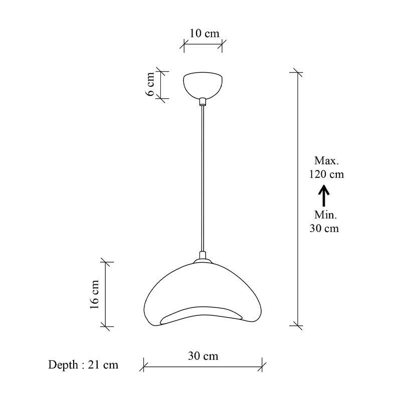 Φωτιστικό οροφής Luna Megapap E27 fiberglass μονόφωτο χρώμα λευκό 30x21x120εκ.