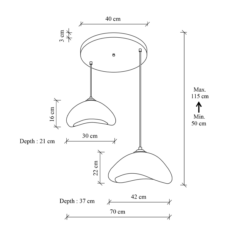 Φωτιστικό οροφής Luna Megapap E27 fiberglass δίφωτο χρώμα λευκό Ø70x115εκ.