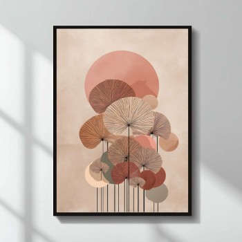 Πίνακας "Pink Leaves" Megapap ψηφιακής εκτύπωσης 50x70εκ.