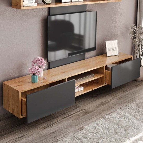 Σύνθεση τηλεόρασης Giacomo Megapap χρώμα sapphire oak - ανθρακί 180x40x45εκ. Σύνθεση τηλεόρασης Giacomo Megapap χρώμα sapphire oak - ανθρακί 180x40x45εκ.