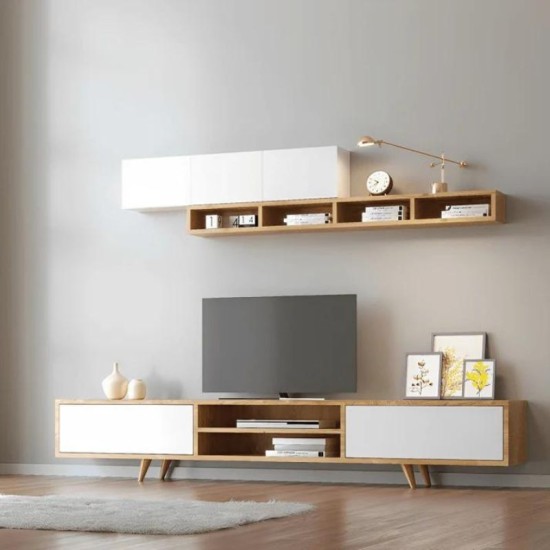 Σύνθεση τηλεόρασης Serine Megapap χρώμα λευκό - sapphire oak 170x37x45εκ. Σύνθεση τηλεόρασης Serine Megapap χρώμα λευκό - sapphire oak 170x37x45εκ.