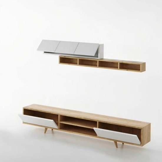 Σύνθεση τηλεόρασης Serine Megapap χρώμα λευκό - sapphire oak 170x37x45εκ. Σύνθεση τηλεόρασης Serine Megapap χρώμα λευκό - sapphire oak 170x37x45εκ.