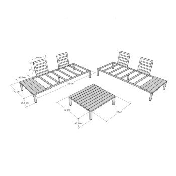 Σαλόνι κήπου Echo Megapap σετ 3 τμχ μέταλλο - ξύλο χρώμα μαύρο - γκρι
