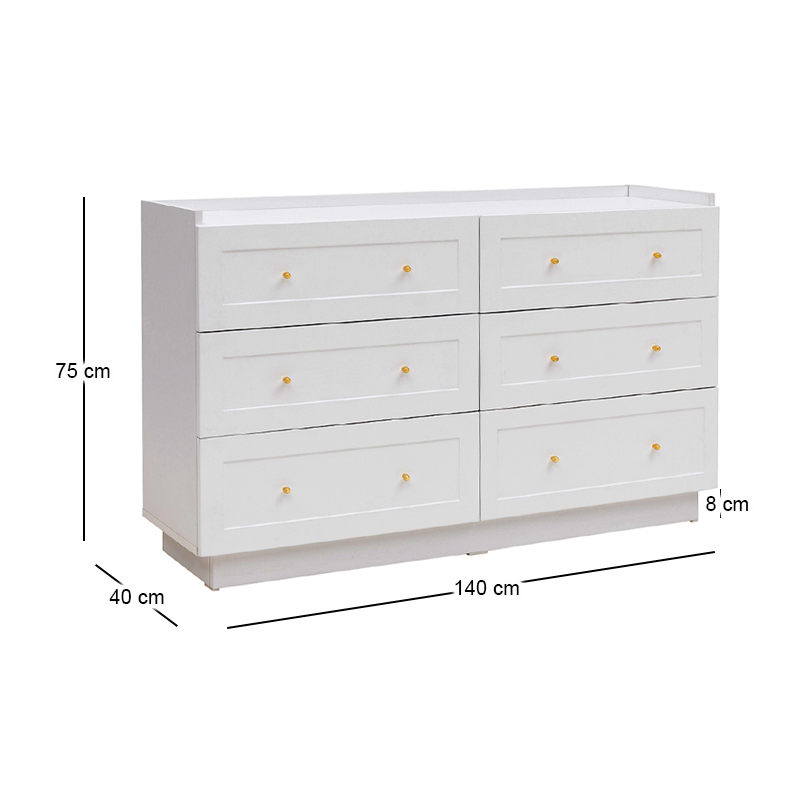 Συρταριέρα Henry Megapap χρώμα λευκό 140x40x75εκ.