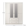 Ντουλάπα ρούχων Emily Megapap τετράφυλλη με καθρέπτη και συρτάρια χρώμα λευκό 140x50x210εκ.