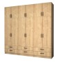 Ντουλάπα ρούχων Ricardo Megapap εξάφυλλη με πατάρι και συρτάρια χρώμα φυσικό οξιάς 240x51,8x240εκ.