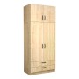 Ντουλάπα ρούχων Victoria Megapap δίφυλλη με πατάρι και συρτάρια χρώμα φυσικό οξιάς 100x60x240εκ.