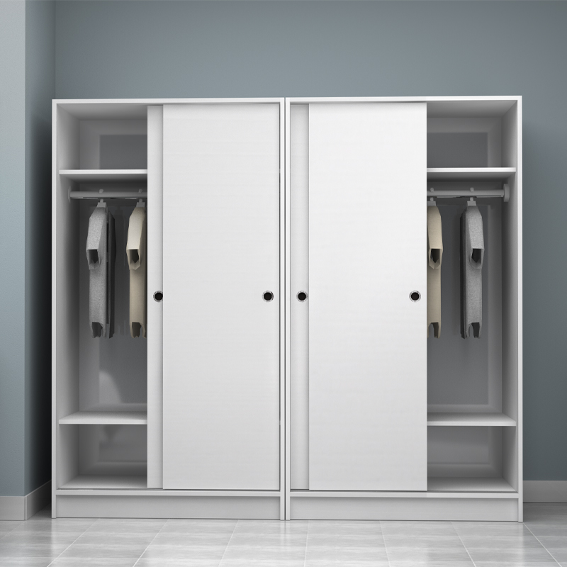 Ντουλάπα ρούχων Regio Megapap τετράφυλλη συρόμενη χρώμα λευκό 200x60x181εκ.