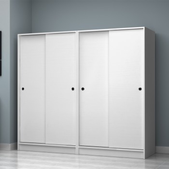 Ντουλάπα ρούχων Regio Megapap τετράφυλλη συρόμενη χρώμα λευκό 200x60x181εκ.