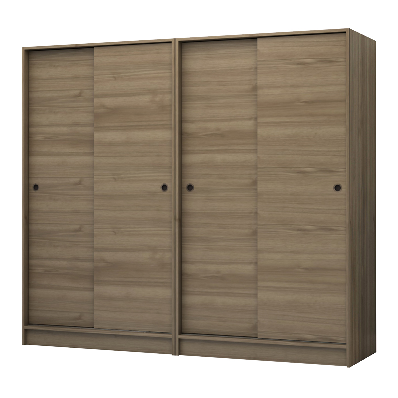 Ντουλάπα ρούχων Regio Megapap τετράφυλλη συρόμενη χρώμα καρυδί 200x60x181εκ.