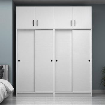 Ντουλάπα ρούχων Regio Megapap τετράφυλλη συρόμενη με πατάρι χρώμα λευκό 200x60x240εκ.