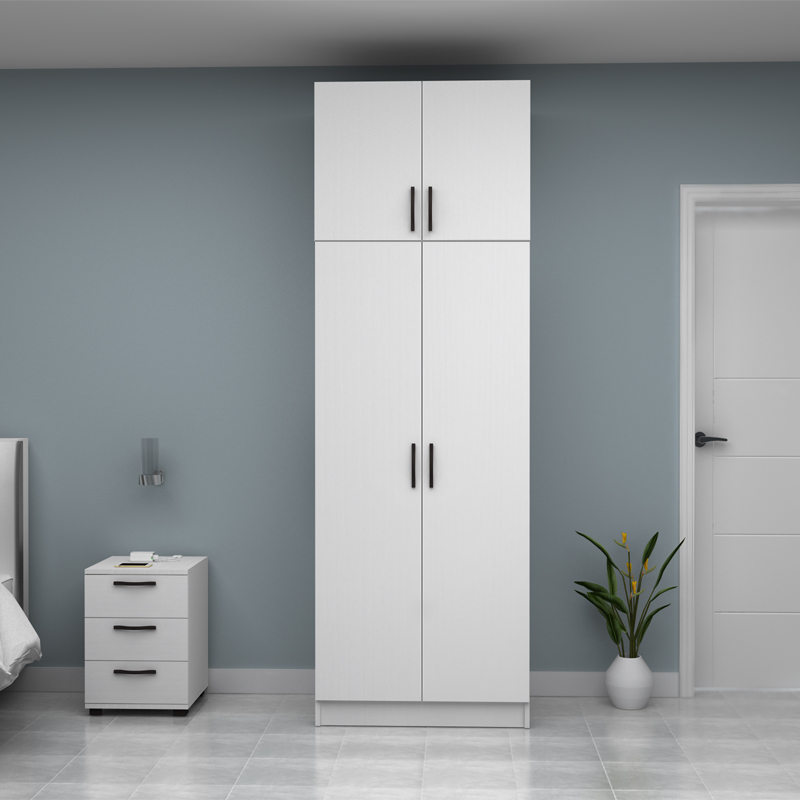 Ντουλάπα ρούχων Vivian Megapap δίφυλλη με πατάρι χρώμα λευκό 80x51,8x240εκ.