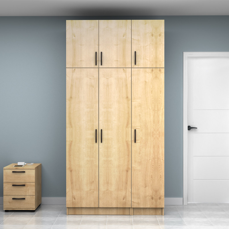 Ντουλάπα ρούχων Vivian Megapap τρίφυλλη με πατάρι χρώμα φυσικό οξιάς 120x51,8x240εκ.