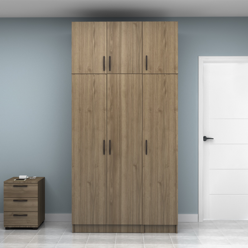 Ντουλάπα ρούχων Vivian Megapap τρίφυλλη με πατάρι χρώμα καρυδί 120x51,8x240εκ.