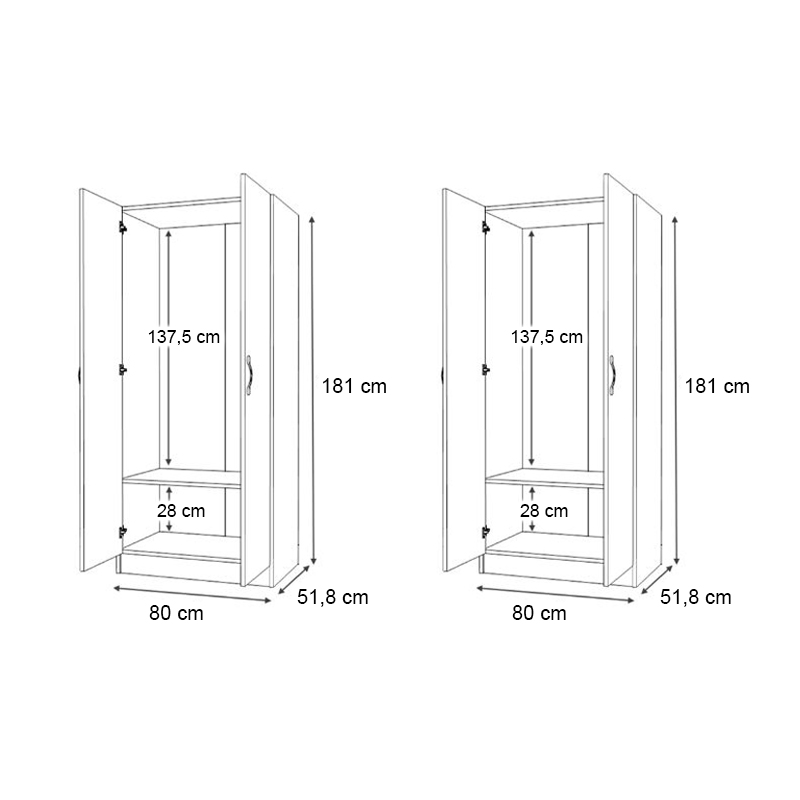 Ντουλάπα ρούχων Vivian Megapap τετράφυλλη χρώμα καρυδί 160x51,8x181εκ.