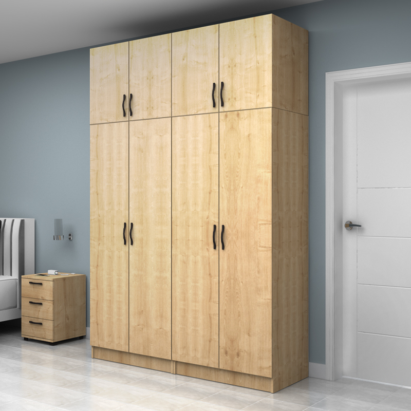 Ντουλάπα ρούχων Vivian Megapap τετράφυλλη με πατάρι χρώμα φυσικό οξιάς 160x51,8x240εκ.