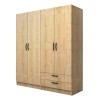 Ντουλάπα ρούχων Vivian Megapap τετράφυλλη με συρτάρια χρώμα φυσικό οξιάς 160x51,8x181εκ.