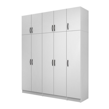 Ντουλάπα ρούχων Vivian Megapap πεντάφυλλη με πατάρι χρώμα λευκό 200x51,8x240εκ.