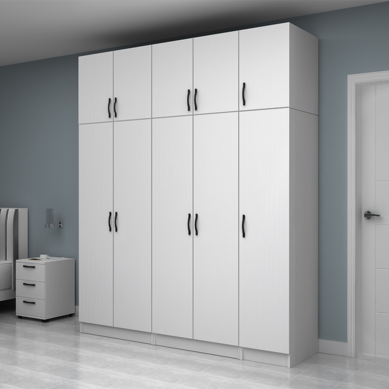 Ντουλάπα ρούχων Vivian Megapap πεντάφυλλη με πατάρι χρώμα λευκό 200x51,8x240εκ.