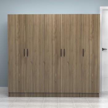 Ντουλάπα ρούχων Vivian Megapap πεντάφυλλη χρώμα καρυδί 200x51,8x181εκ.