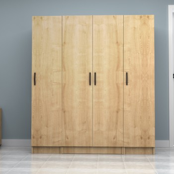 Ντουλάπα ρούχων Vivian Megapap τετράφυλλη χρώμα φυσικό οξιάς 160x51,8x181εκ.