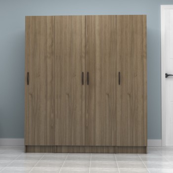 Ντουλάπα ρούχων Vivian Megapap τετράφυλλη χρώμα καρυδί 160x51,8x181εκ.