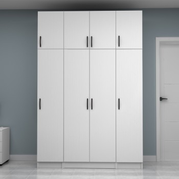 Ντουλάπα ρούχων Vivian Megapap τετράφυλλη με πατάρι χρώμα λευκό 160x51,8x240εκ.