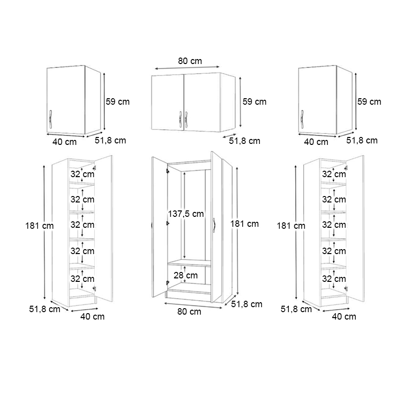 Ντουλάπα ρούχων Vivian Megapap τετράφυλλη με πατάρι χρώμα φυσικό οξιάς 160x51,8x240εκ.