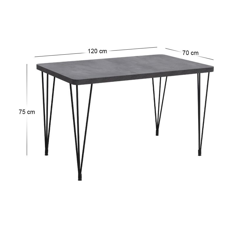 Σετ τραπεζαρία 5τμχ Roger - Viva Megapap Mdf - PP χρώμα σκούρο γκρι σκυροδέματος - μαύρο 120x70x75εκ.