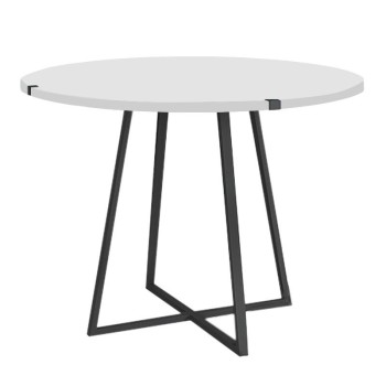 Σετ τραπεζαρία 5τμχ Rubes - Viva Megapap χρώμα λευκό - cappuccino Ø100x78εκ.