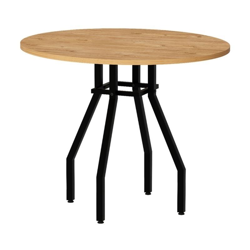 Σετ τραπεζαρία 5τμχ Roma - Viva Megapap χρώμα pine oak - μαύρο Ø80x75εκ.