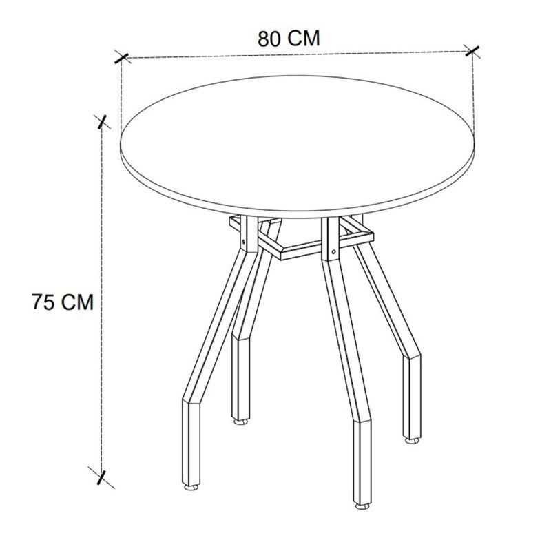 Σετ τραπεζαρία 5τμχ Roma - Iris Megapap χρώμα pine oak - γκρι Ø80x75εκ.