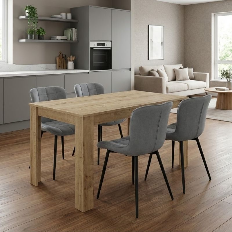 Σετ τραπεζαρία 5τμχ Darlen - Chiara Megapap χρώμα sapphire oak - γκρι 125x72x74εκ.