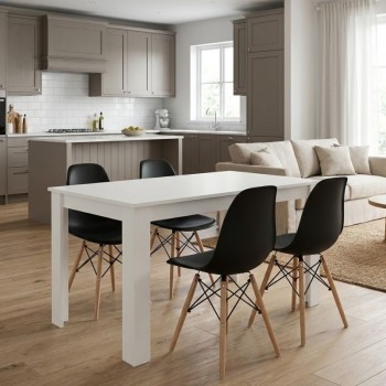 Σετ τραπεζαρία 5τμχ Darlen - Nova Megapap χρώμα λευκό - μαύρο 125x72x74εκ.