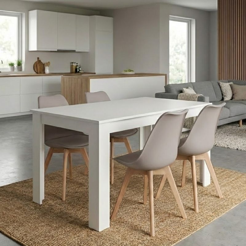 Σετ τραπεζαρία 5τμχ Darlen - Viva Megapap χρώμα λευκό - cappuccino 125x72x74εκ.