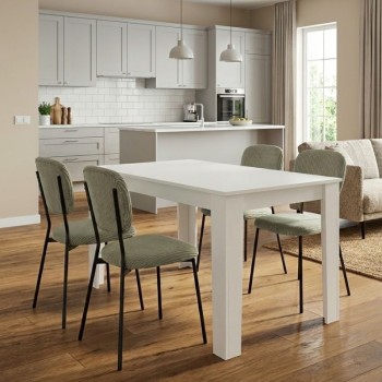 Σετ τραπεζαρία 5τμχ Darlen - Kevin Megapap χρώμα λευκό - λαδί 125x72x74εκ.