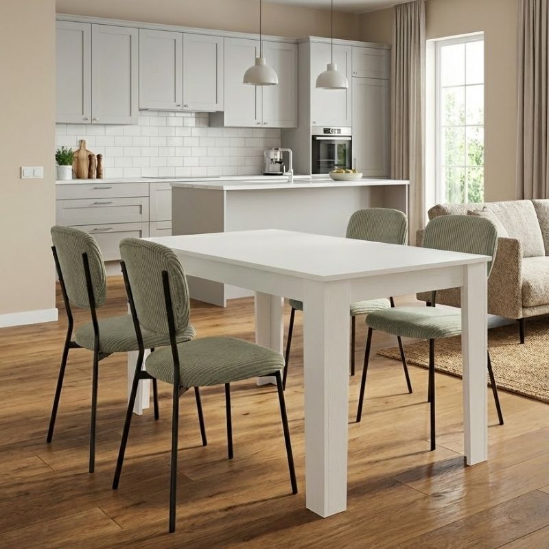 Σετ τραπεζαρία 5τμχ Darlen - Kevin Megapap χρώμα λευκό - λαδί 125x72x74εκ.