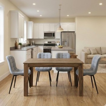 Σετ τραπεζαρία 5τμχ Darlen - Chiara Megapap χρώμα καρυδί - γκρι 125x72x74εκ.