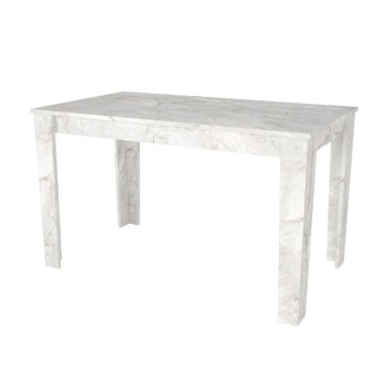 Σετ τραπεζαρία 5τμχ Darlen - Viva Megapap χρώμα λευκό εφέ μαρμάρου - λευκό 125x72x74εκ.