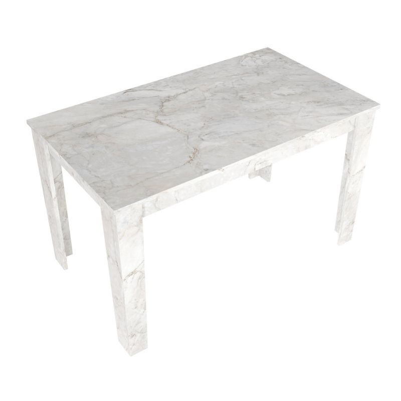 Σετ τραπεζαρία 5τμχ Darlen - Iris Megapap χρώμα λευκό εφέ μαρμάρου - ανοιχτό μπεζ/φυσικό πόδι 125x72x74εκ.