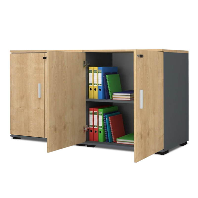 Ντουλάπι γραφείου με κλειδαριά επαγγελματικό Venturo Megapap χρώμα ανθρακί - φυσικό οξιάς 160x40x80εκ.