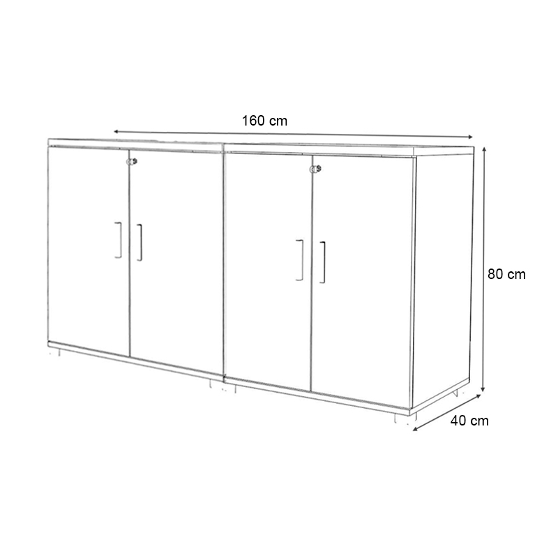Ντουλάπι γραφείου με κλειδαριά επαγγελματικό Venturo Megapap χρώμα ανθρακί - φυσικό οξιάς 160x40x80εκ.