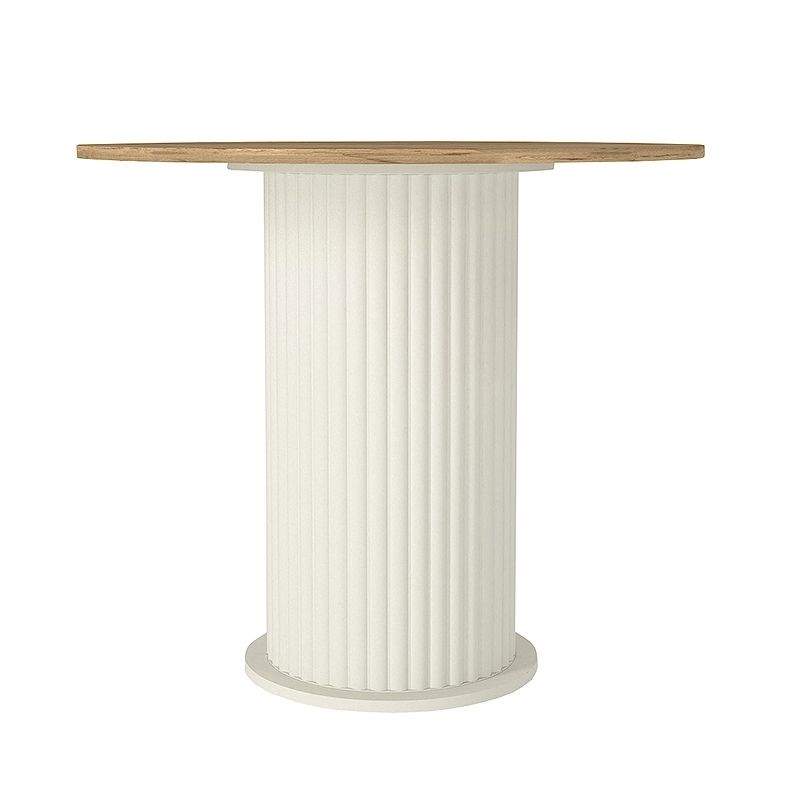 Σετ τραπεζαρία 5τμχ Bohema - Iris Megapap χρώμα ivory/sepet oak - ανοιχτό μπεζ Ø90x77,7εκ.