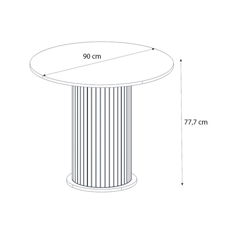 Σετ τραπεζαρία 5τμχ Bohema - Rosa Megapap χρώμα ivory/sepet oak - μαύρο Ø90x77,7εκ.