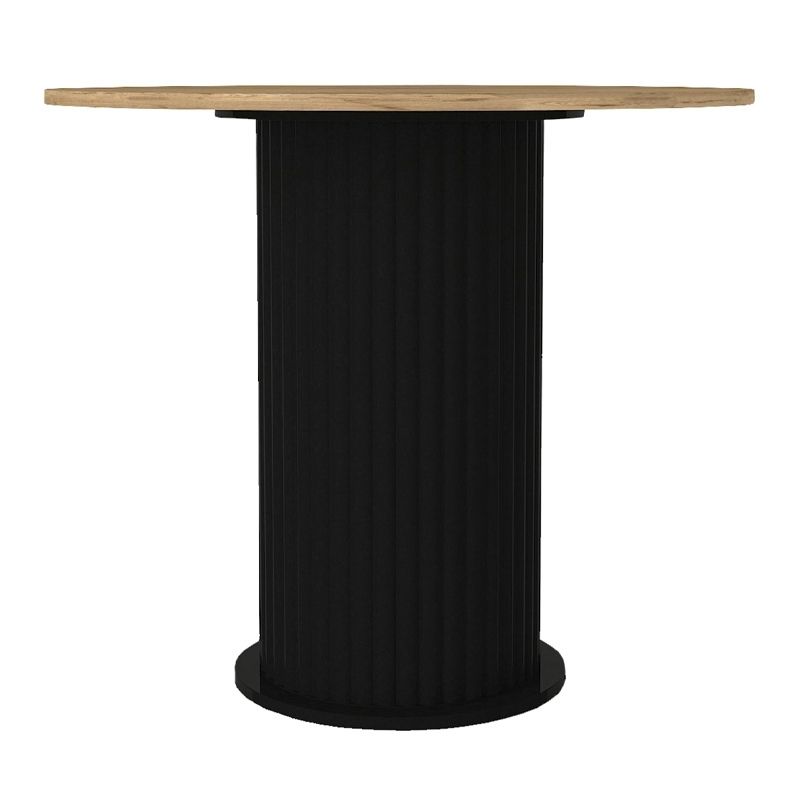 Σετ τραπεζαρία 5τμχ Bohema - Iris Megapap χρώμα μαύρο/sepet oak - ανοιχτό μπεζ/φυσικό πόδι Ø90x77,7εκ.