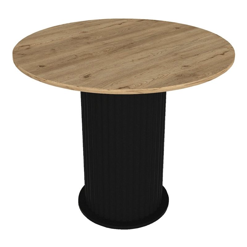 Σετ τραπεζαρία 5τμχ Bohema - Kevin Megapap χρώμα μαύρο/sepet oak - μόκα Ø90x77,7εκ.