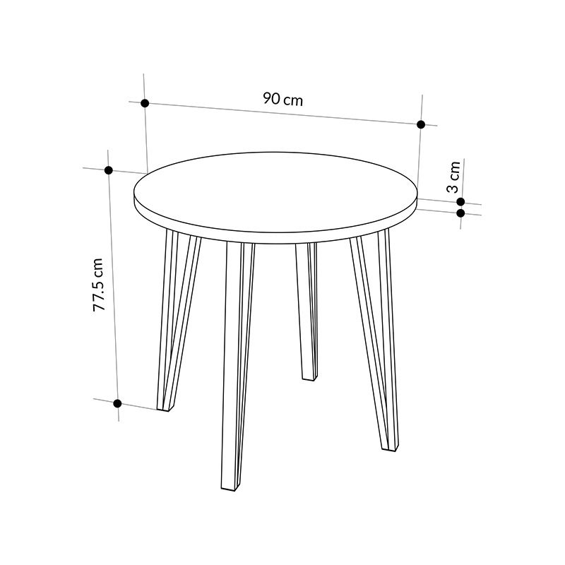 Σετ τραπεζαρία 5τμχ Xana - Kevin Megapap χρώμα sepet oak - λαδί Ø90x77,5εκ.