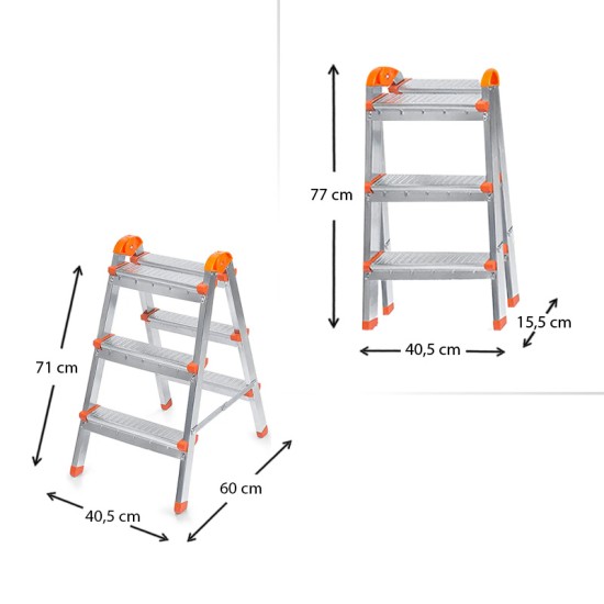 Σκάλα Double Step Perilla μεταλλική 3+3 σκαλοπάτια 71εκ. Σκάλα Double Step Perilla μεταλλική 3+3 σκαλοπάτια 71εκ.
